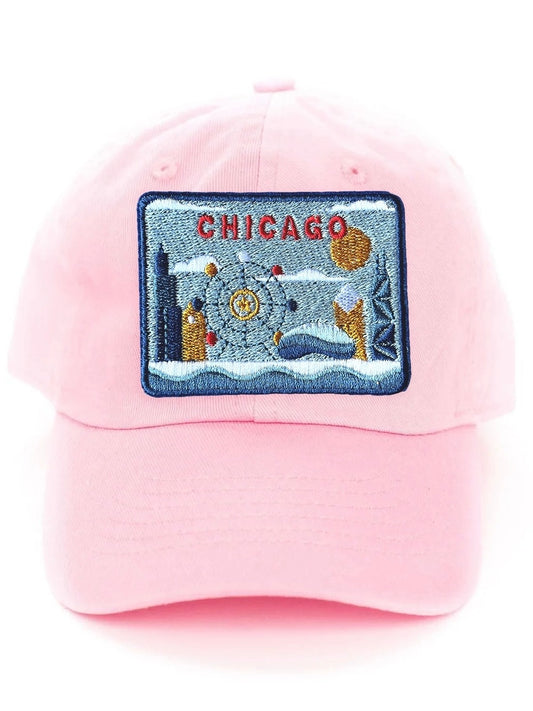 Chicago Postcard Baseball Hat - Light Pink