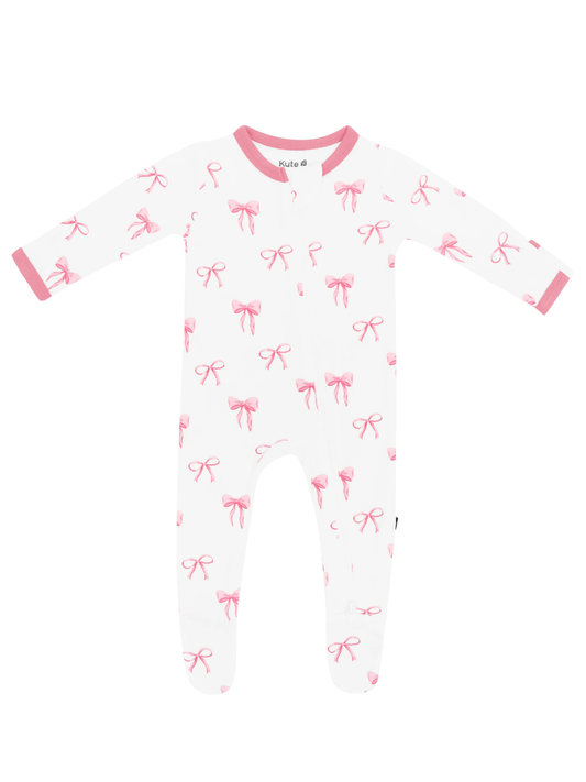 Kyte Baby Zippered Bamboo Footie- Bow