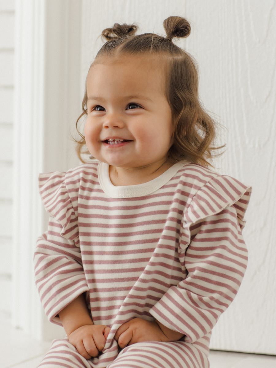 Mulberry Stripe Ruffle Cozy Set