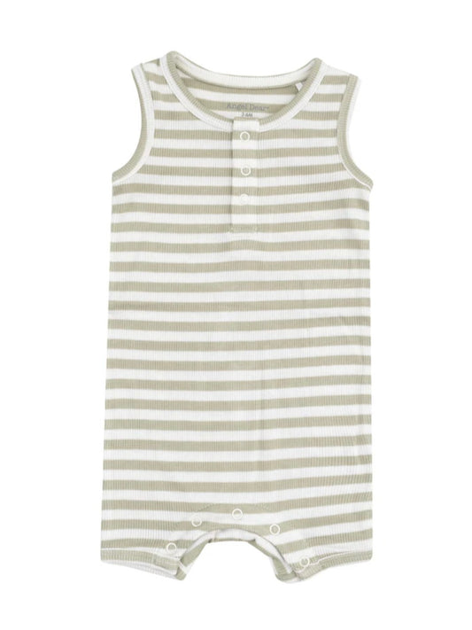 Sleeveless Shortie Romper - Stripe Sage