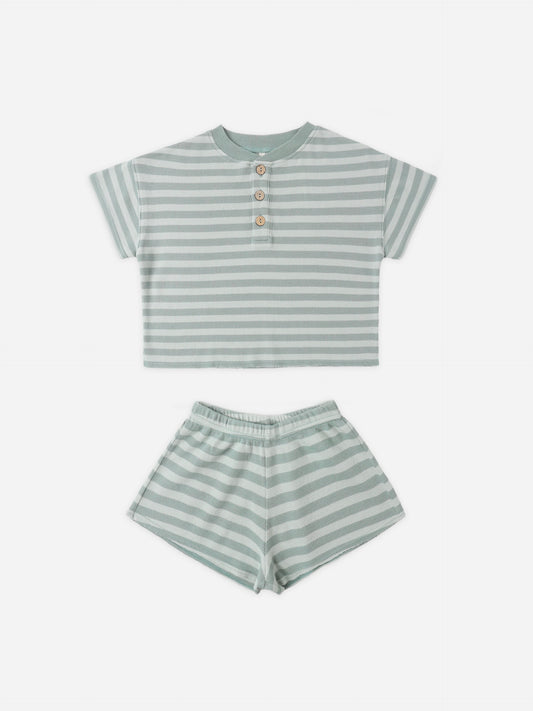Sea Green Stripe Summer Waffle Set