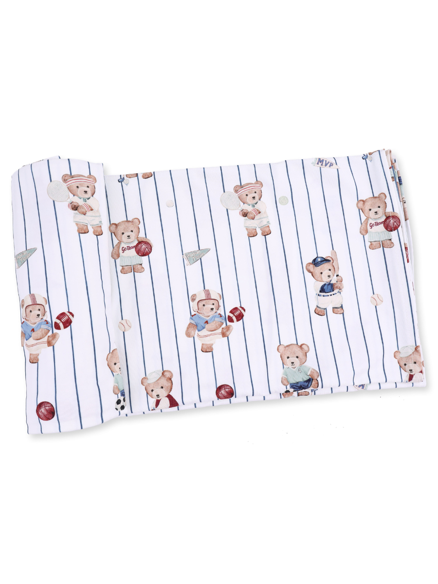 Mixed Sports Bears Swaddle Blanket