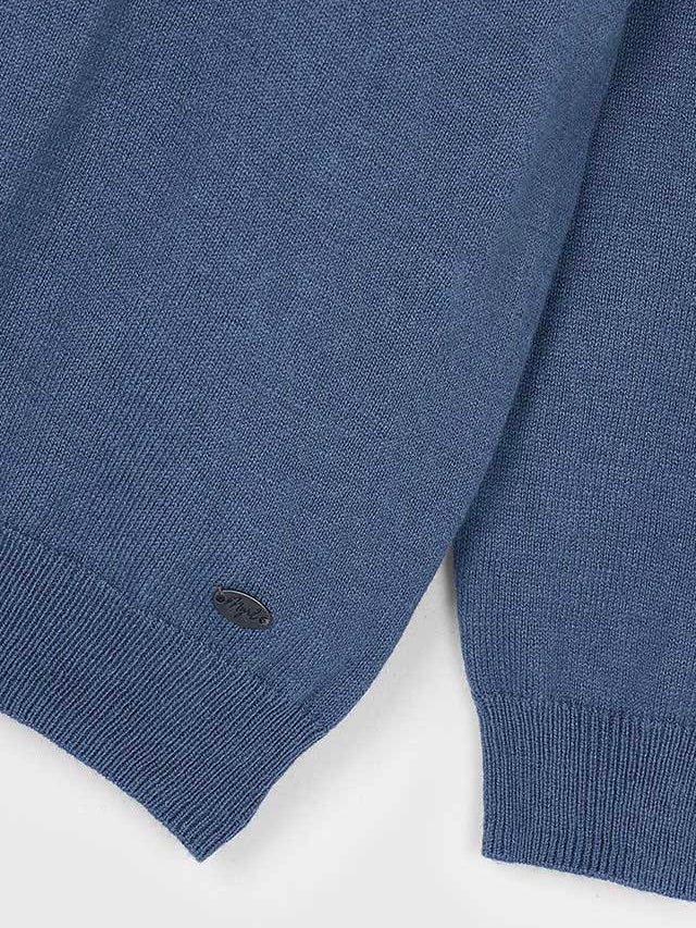 Long Sleeve Knit Polo - Blue