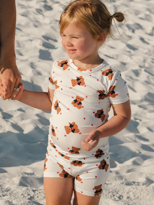 Star Spangled Teddy Two Piece Short PJ Set