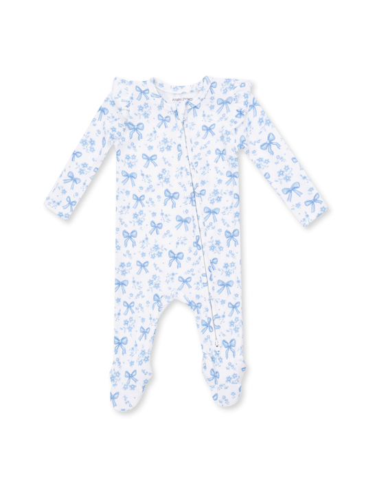 Blue Bows + Flowers Footie