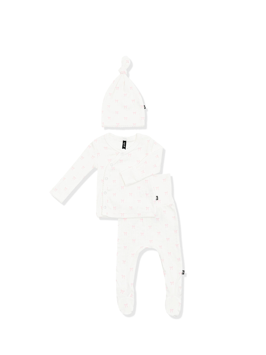 Kyte Baby Pointelle Take Me Home Set- Sweet Pink Bow