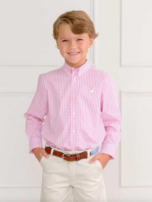 Hamptons Pink Windowpane Deans List Shirt