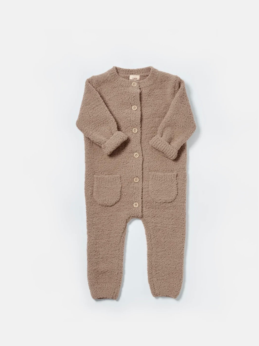 Long Sleeve Fuzzy Jumpsuit - Taupe