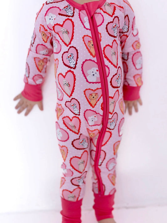 Pink Fur-Ever Valentine Zipper Romper