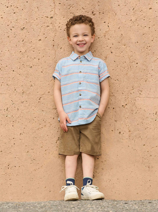 Blue Summer Stripe Button Down Shirt