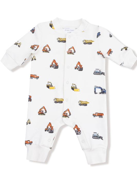 Construction Vehicles Baseball Collar Romper