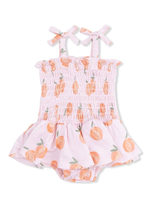 Sweet Peach Smocked Bubble with Skirt