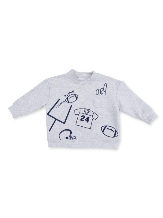 Navy Football Drop Sleeve Sweatshirt
