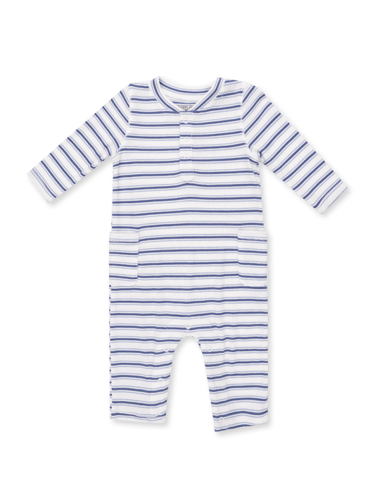 Cream + Blue Vintage Stripe Romper