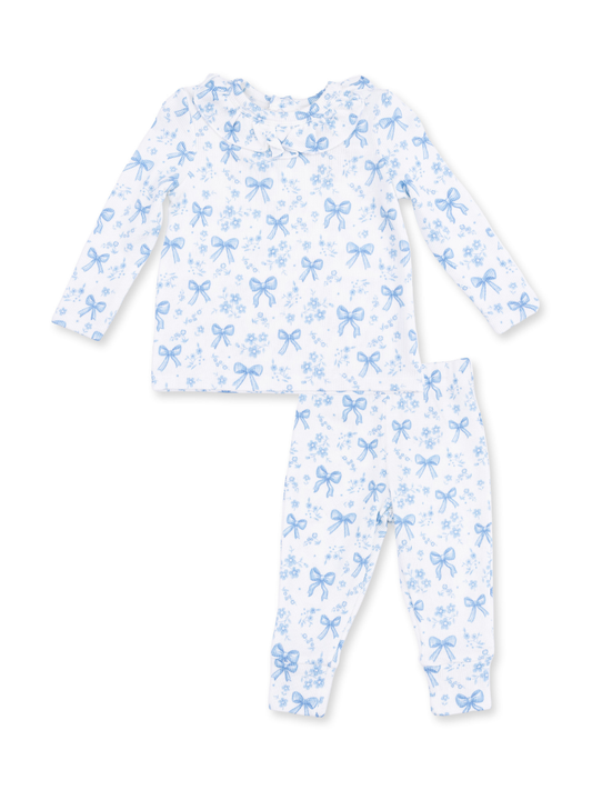 Blue Bows + Flowers Ruffle Top + Pant