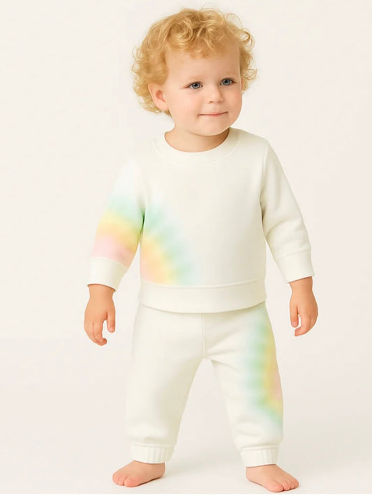 Loop Terry Spiral Pullover and Pant Sets- Pastel Rainbow
