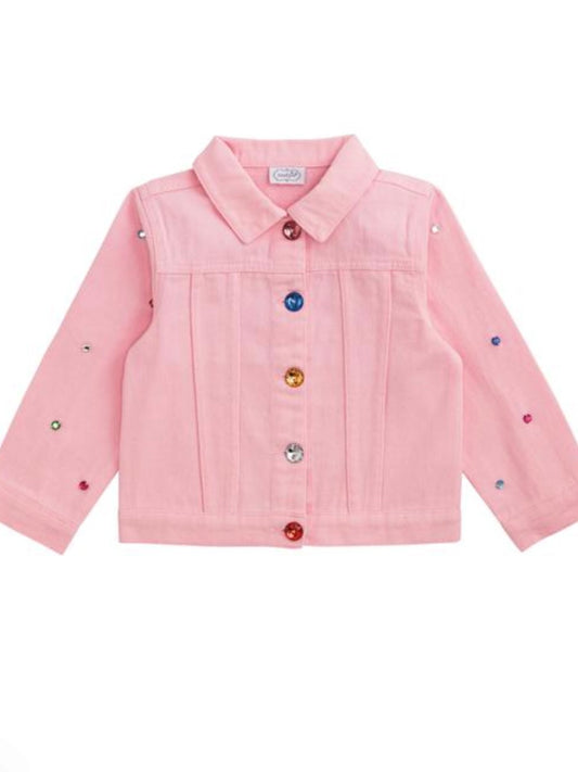 Pink Denim Jeweled Jacket