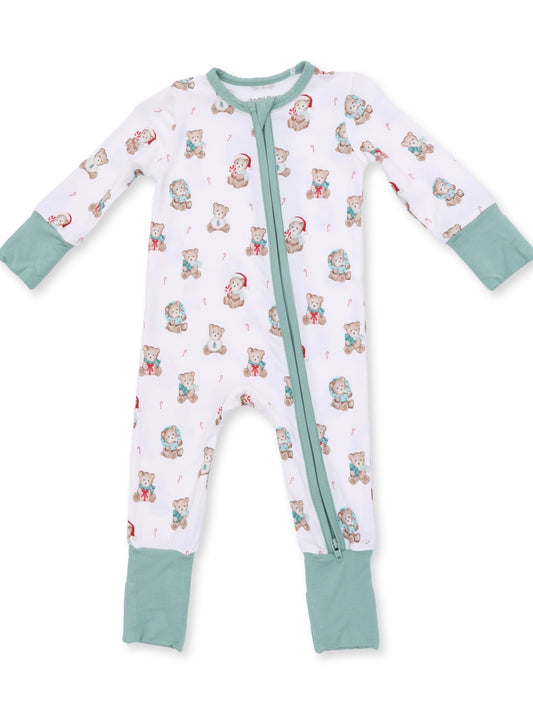Green Christmas Teddy Bears Convertible Romper