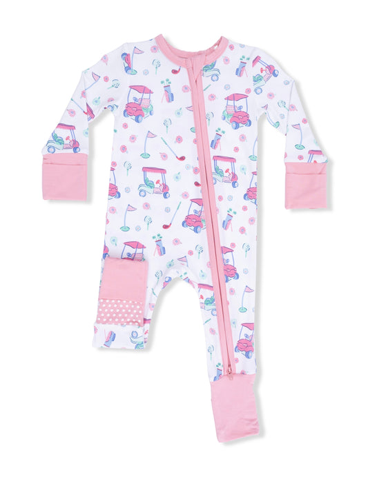 Golf Carts & Flowers Zipper Romper