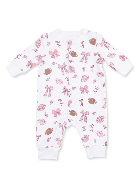 Footballs + Bows Baseball Collar Romper