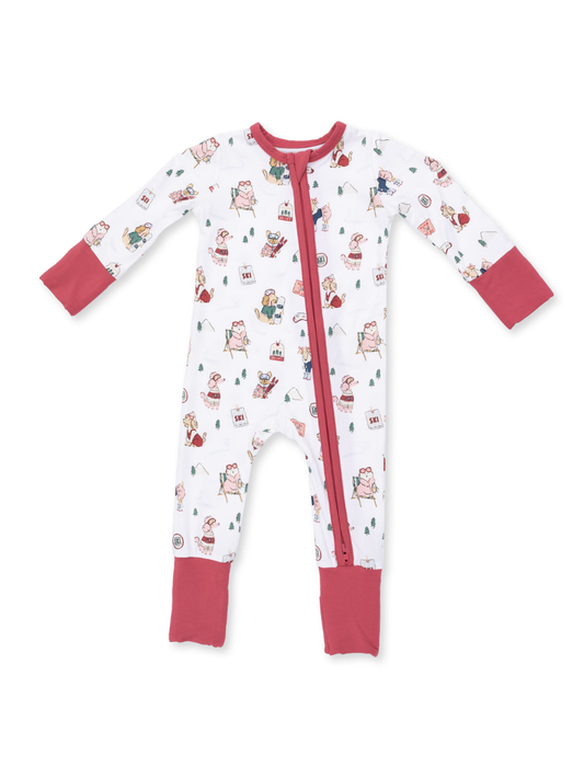 Pink Winter Sports Dogs Convertible Romper
