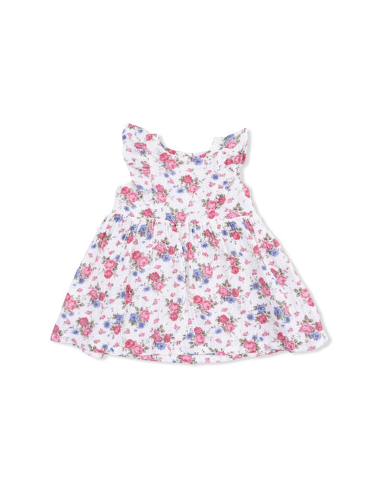 Cabbage Roses Ruffle Sleeve Dress