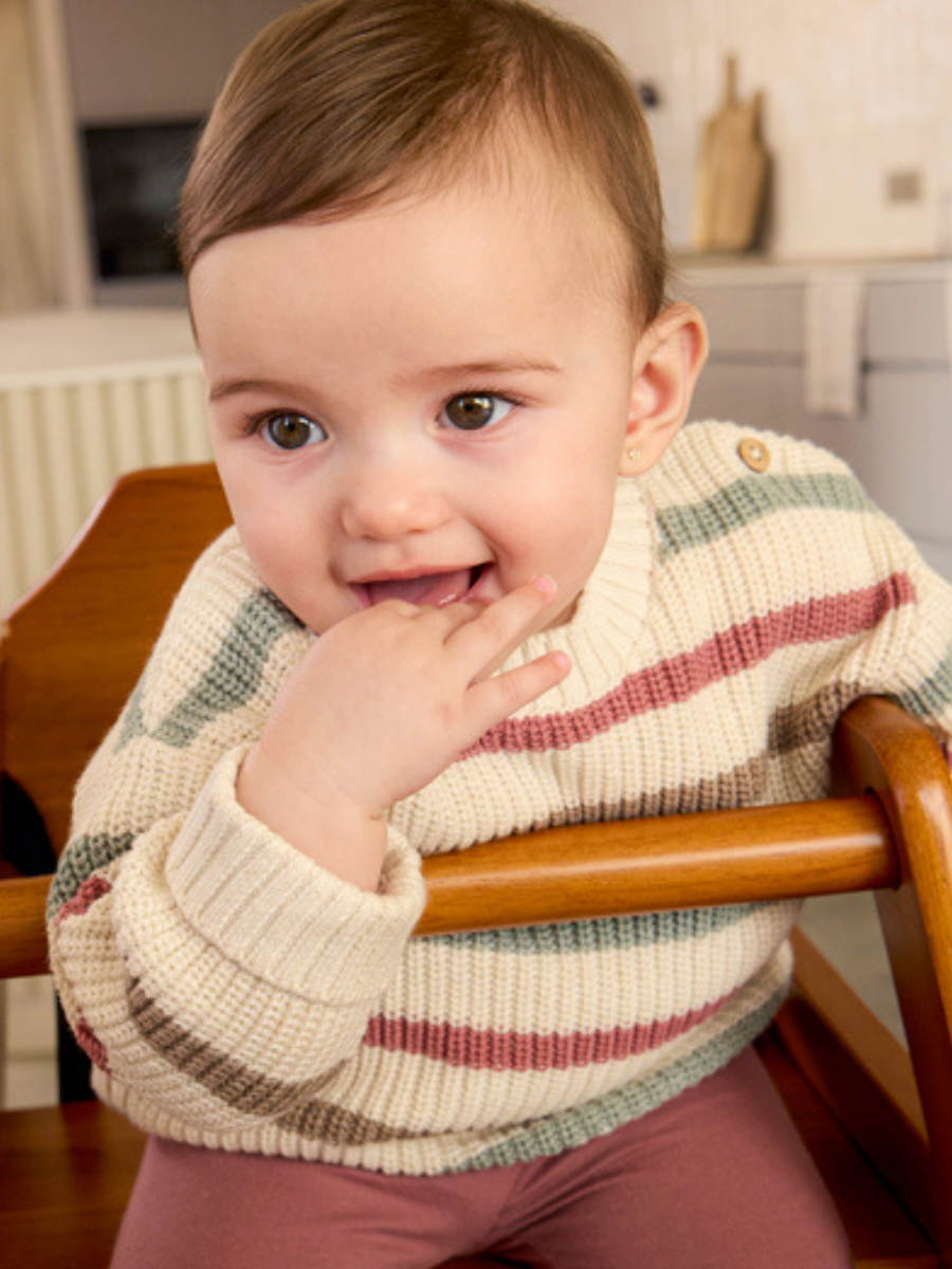Plum + Green Stripe Sweater