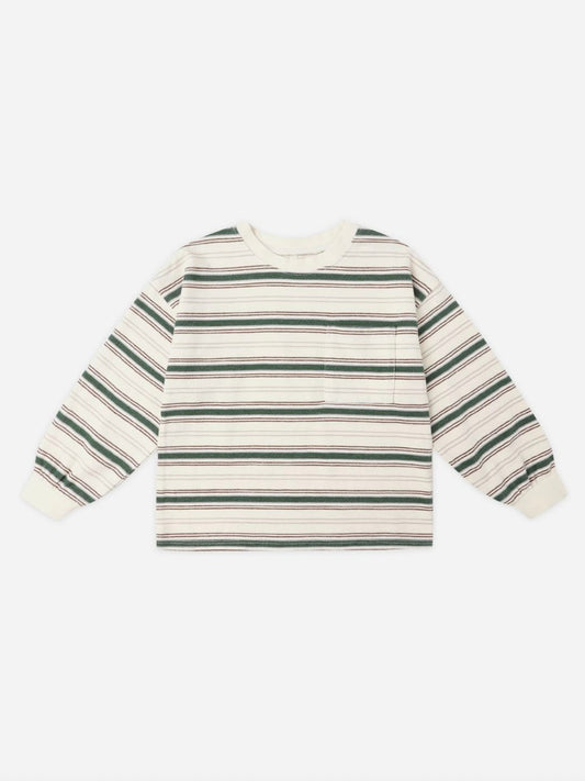 Stone Retro Stripe Relaxed Long Sleeve Tee