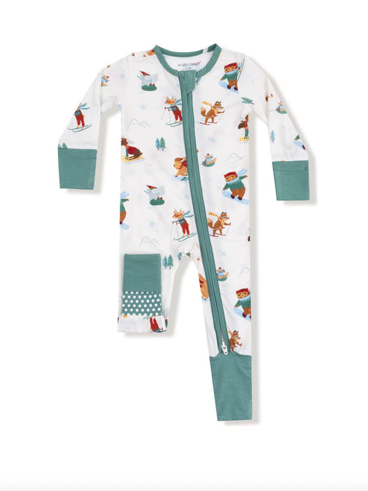 2-Way Zipper Romper - Winter Animal Sports