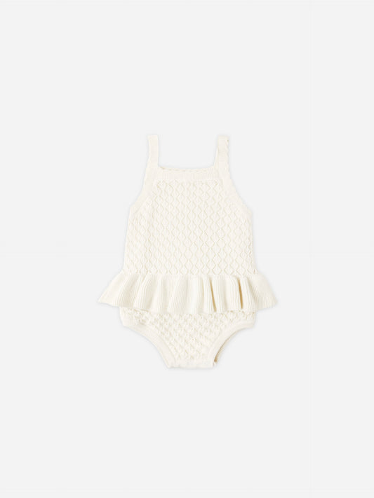Natural Crochet Ruffle Romper