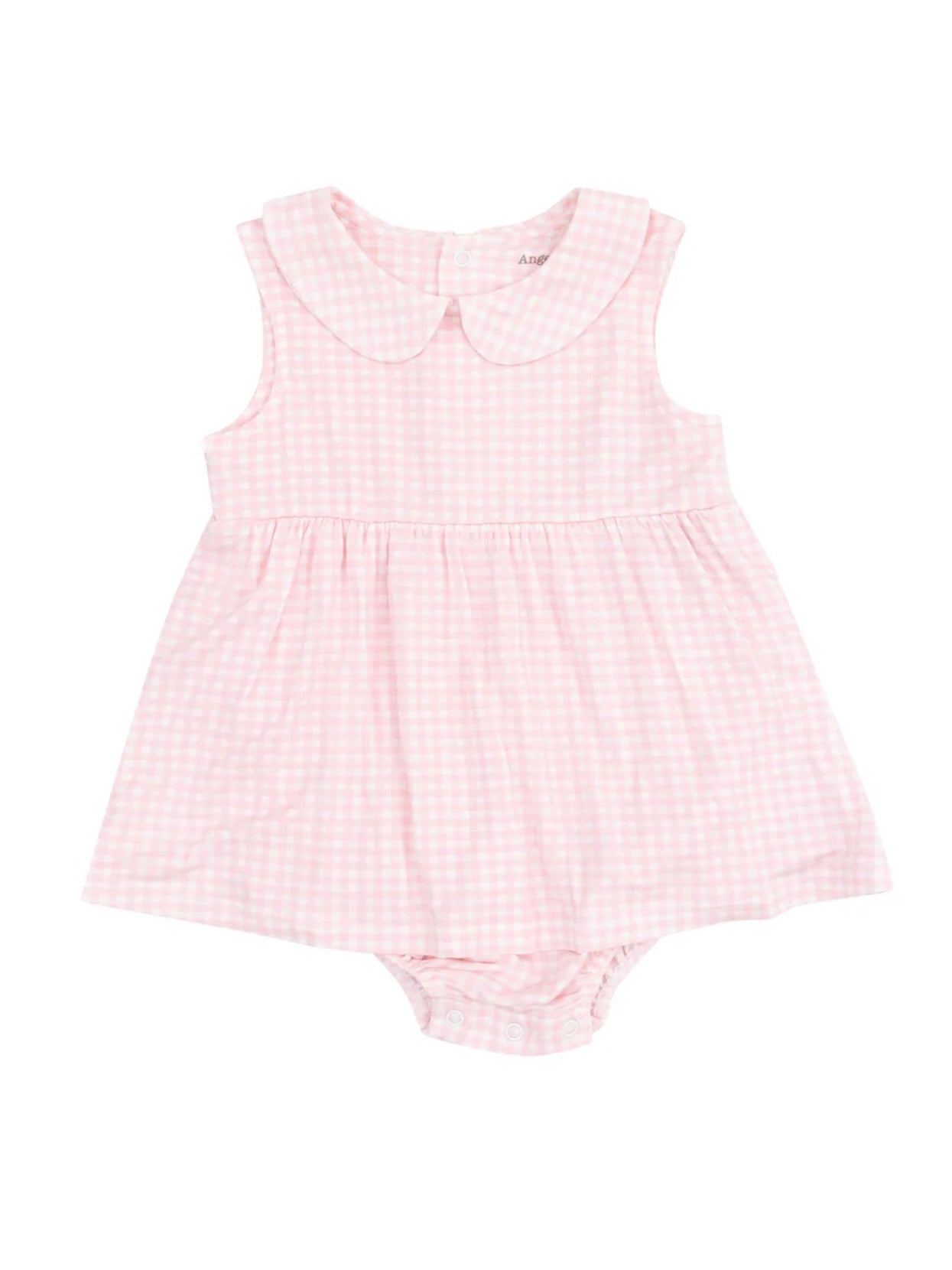 Pink Mini Gingham Peter Pan Collar Bubble w/ Skirt