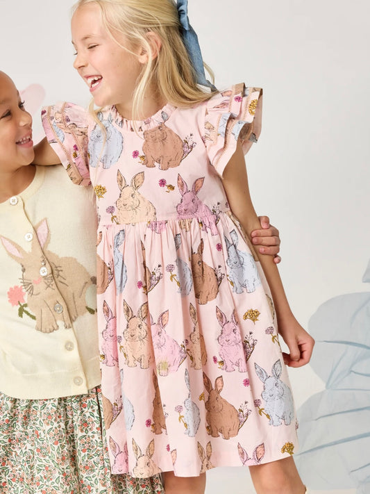 Pink Vintage Bunnies Jennifer Double Ruffle Dress