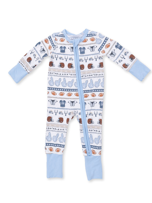 Blue Football Stripe Convertible Romper