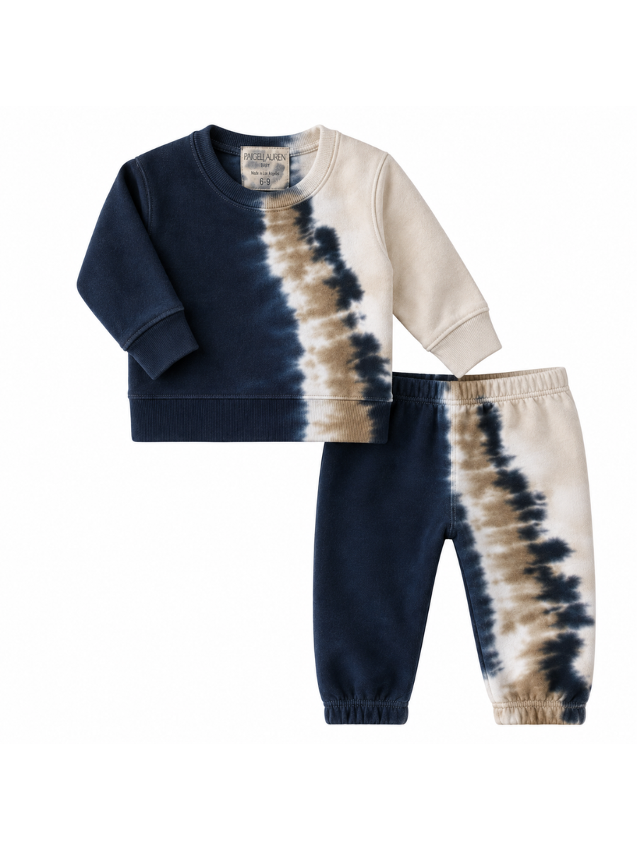 Navy Tie Dye Super Soft Fleece Sweatshirt & Sweat Pant Set