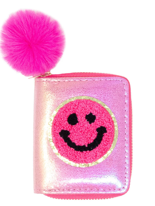 Shiny Smiley Wallet - Hot Pink