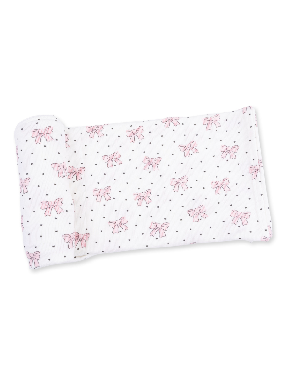 Bows + Hearts Swaddle Blanket