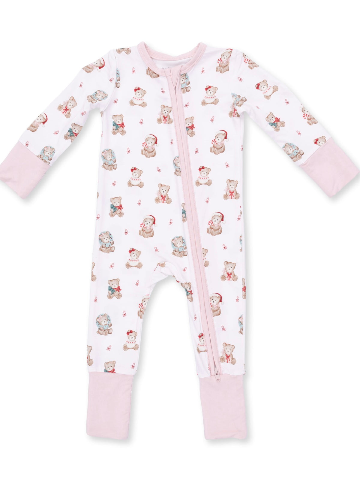Pink Christmas Teddy Bears Convertible Romper