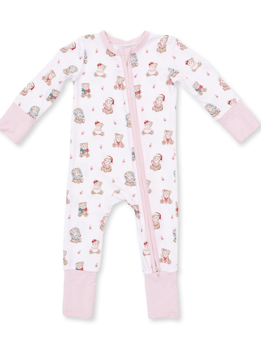 Pink Christmas Teddy Bears Convertible Romper