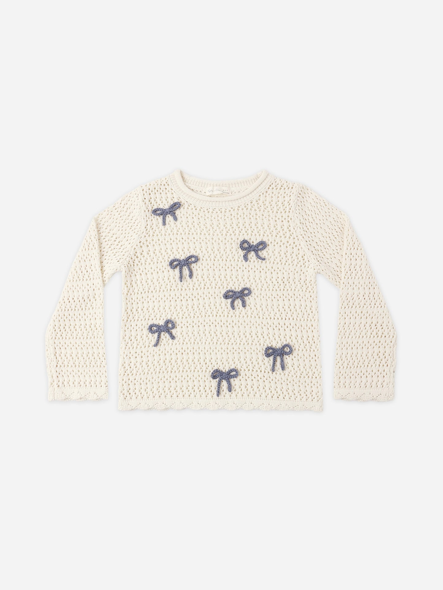 Natural Bows Crochet Knit Pullover