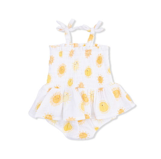 Happy Suns Smocked Bubble With Skirt