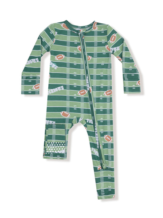 Glow in the Dark Football Field Zipper Romper