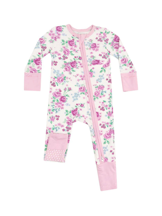 Cute Little Roses Zipper Romper