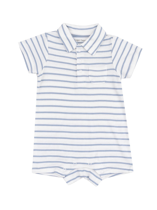 Dusty Blue French Stripe Polo Shortie