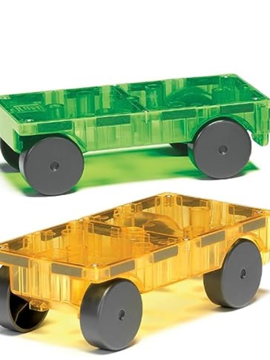 Magna-Tiles Cars 2-Piece Expansion Set: Green & Yellow