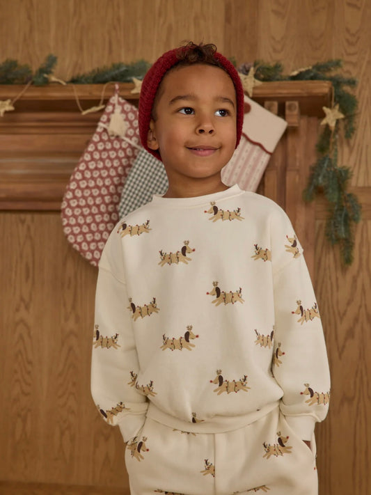 Ivory Christmas Dogs Relaxed Sweatshirt