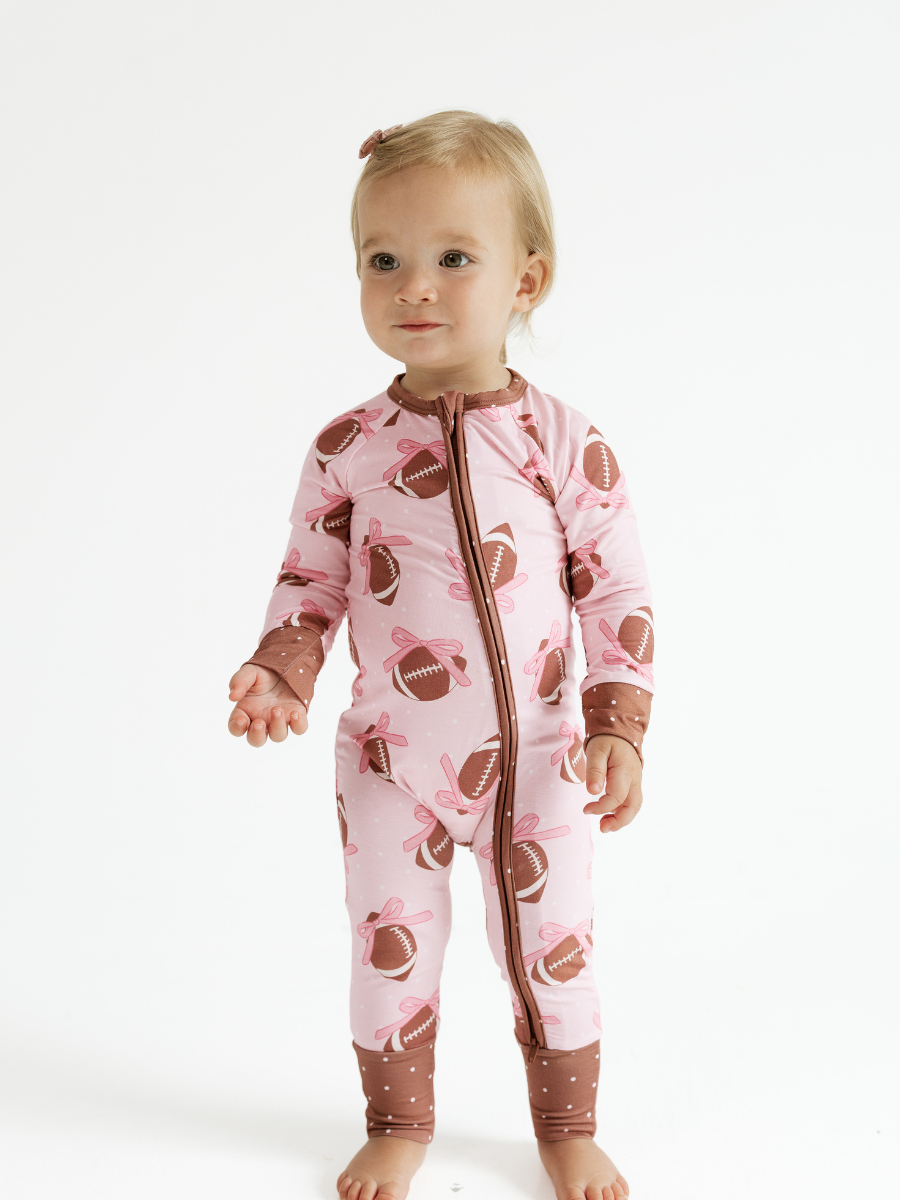 Game Day Bows Zipper Romper