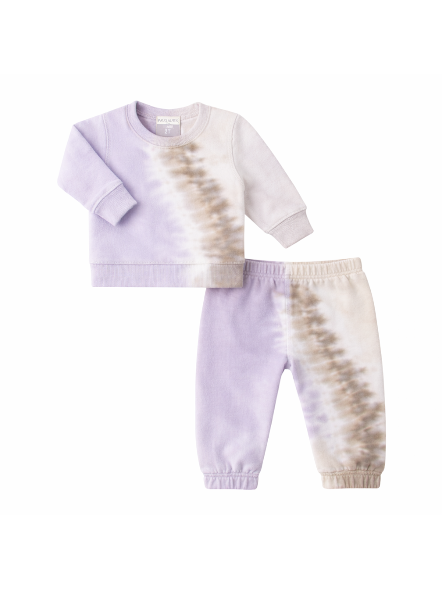 Lilac Tie Dye Super Soft Fleece Sweatshirt & Sweat Pant Set