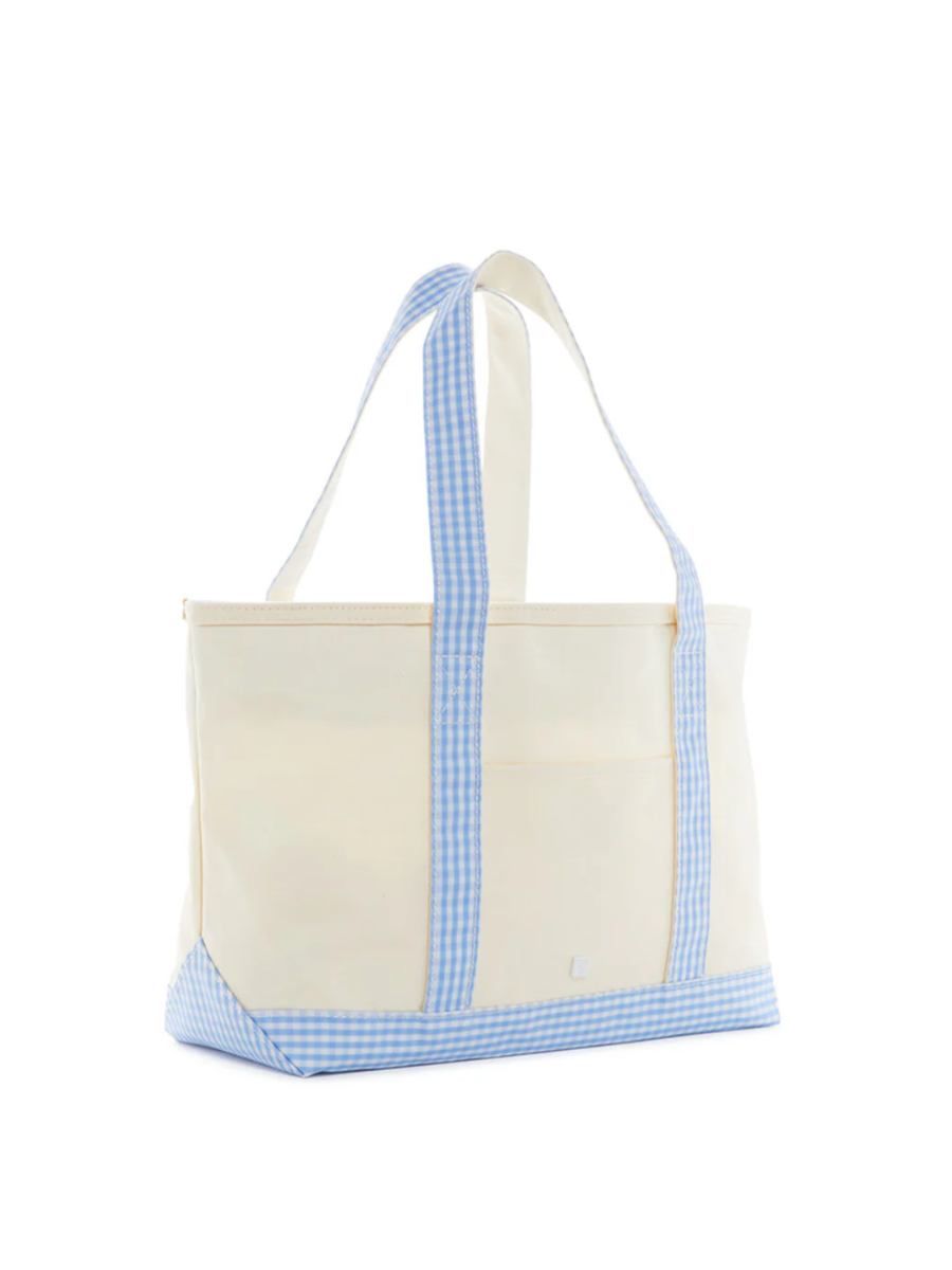 Tote w/ Gingham Trim- MULTIPLE COLORS