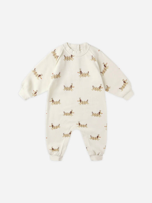 Ivory Christmas Dogs Raglan Jumpsuit