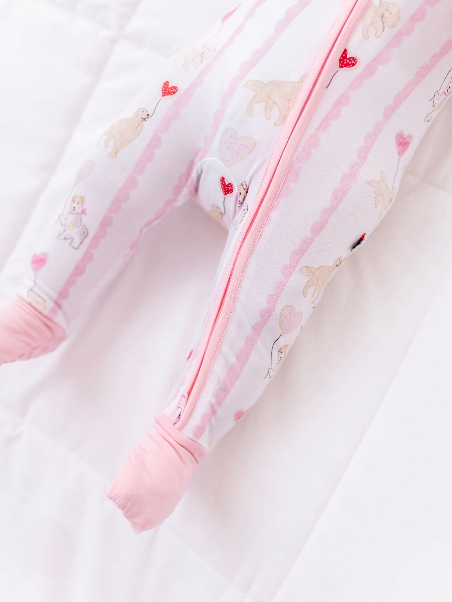 Pink Dogs Valentine Convertible Footie